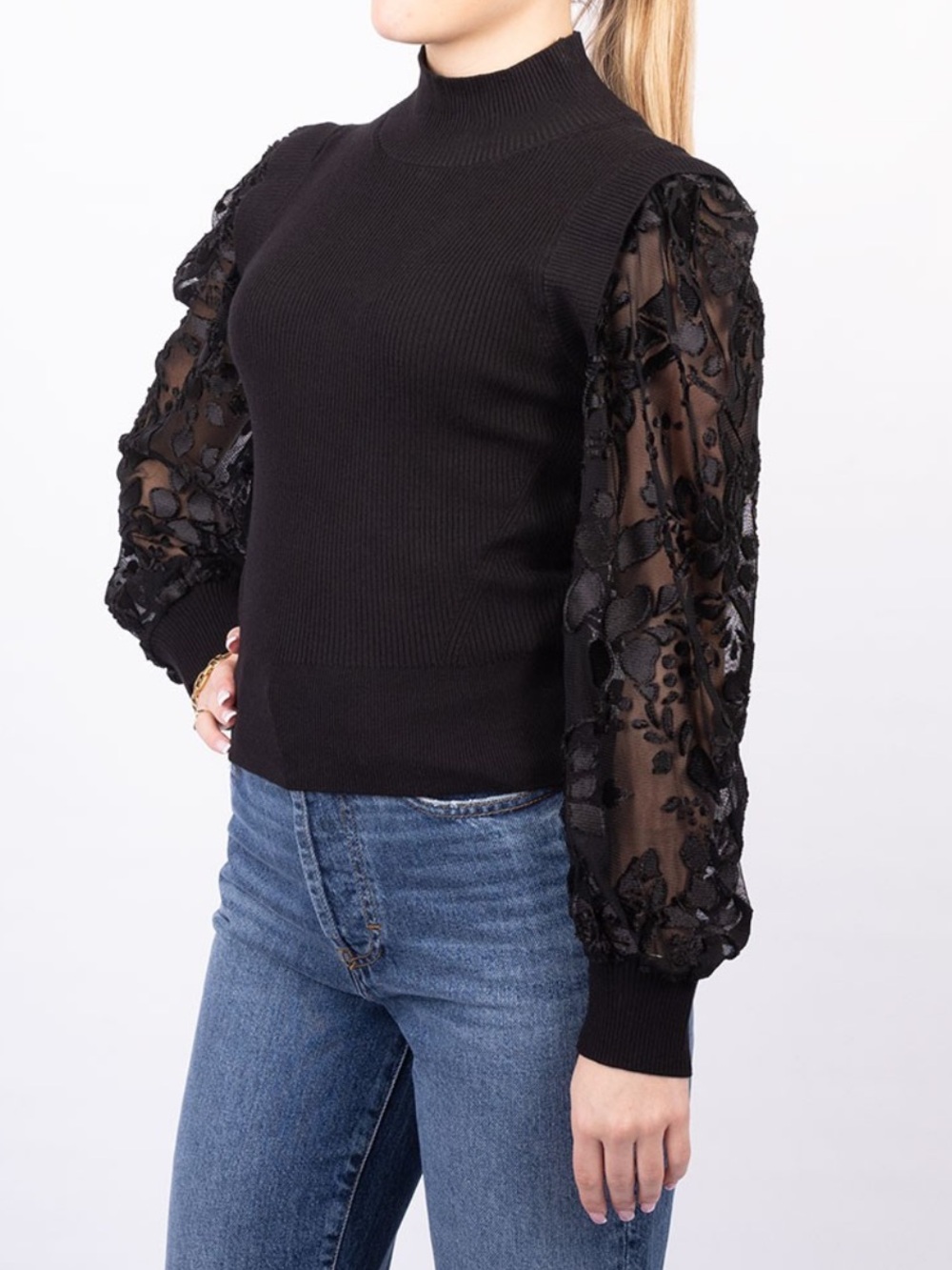 French Connection Women’s Onnie Krista Burnout Sleeve Sweater